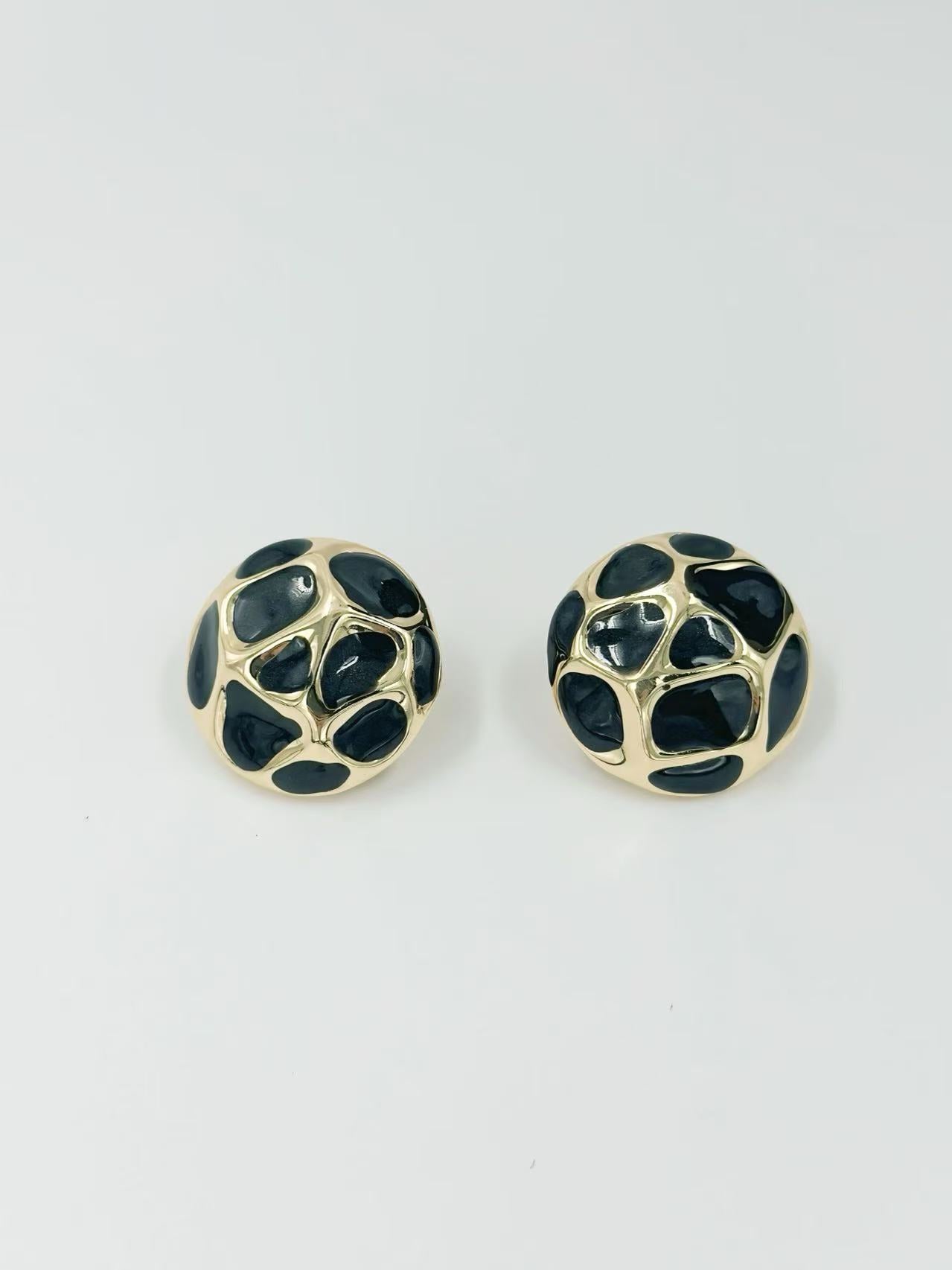 Retro Dome Mosaic Enamel Stud Earrings
