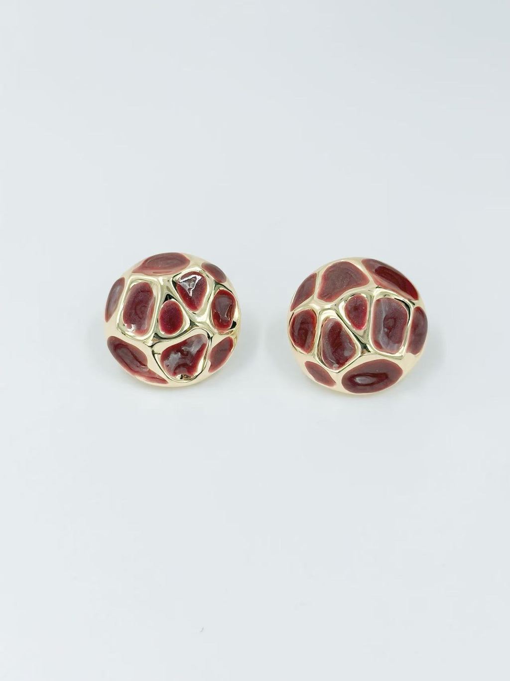 Retro Dome Mosaic Enamel Stud Earrings