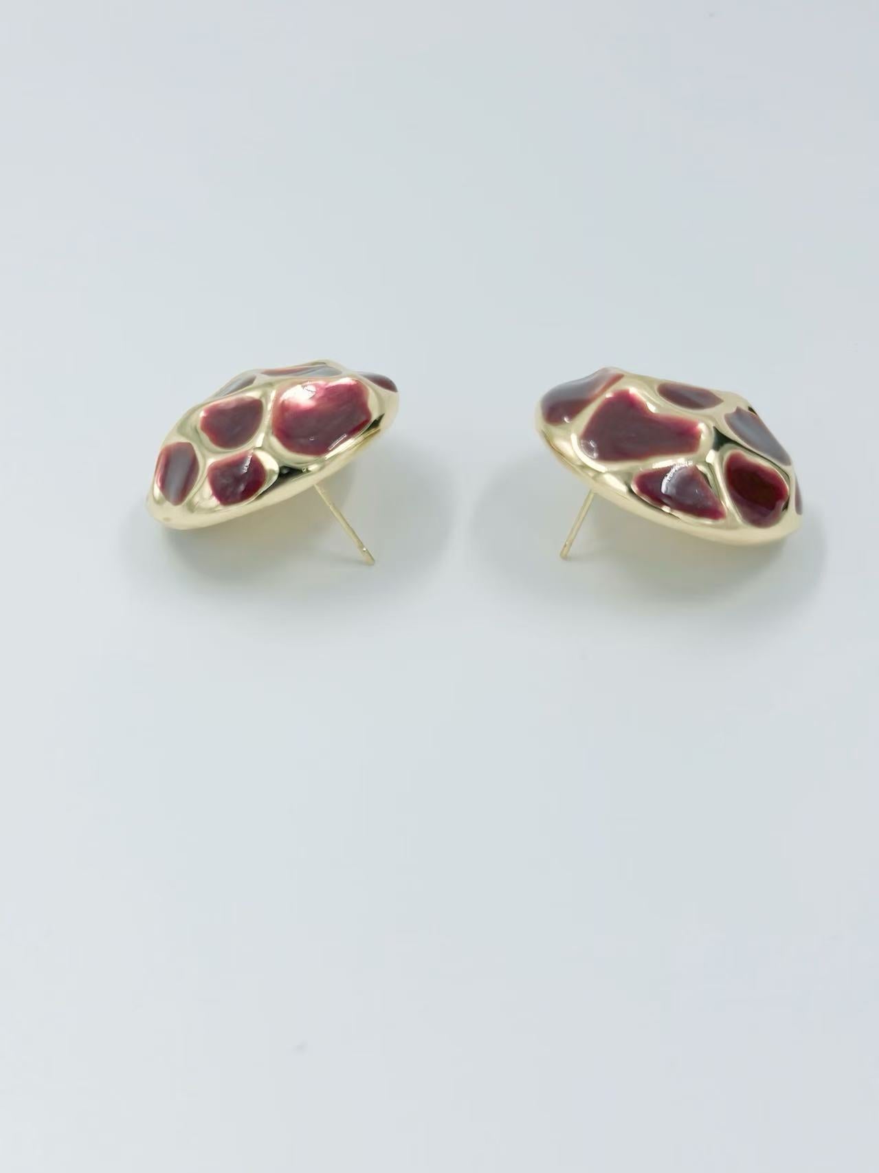 Retro Dome Mosaic Enamel Stud Earrings