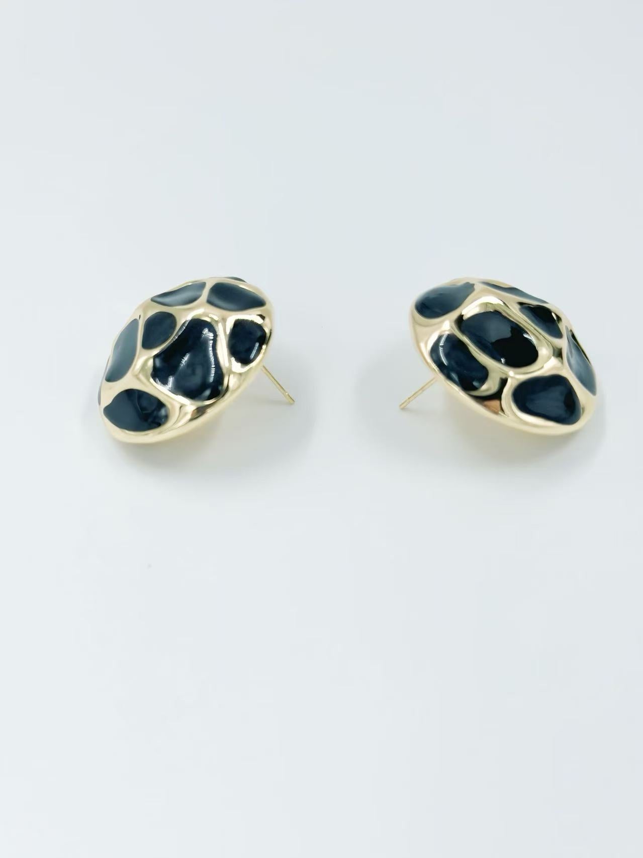 Retro Dome Mosaic Enamel Stud Earrings