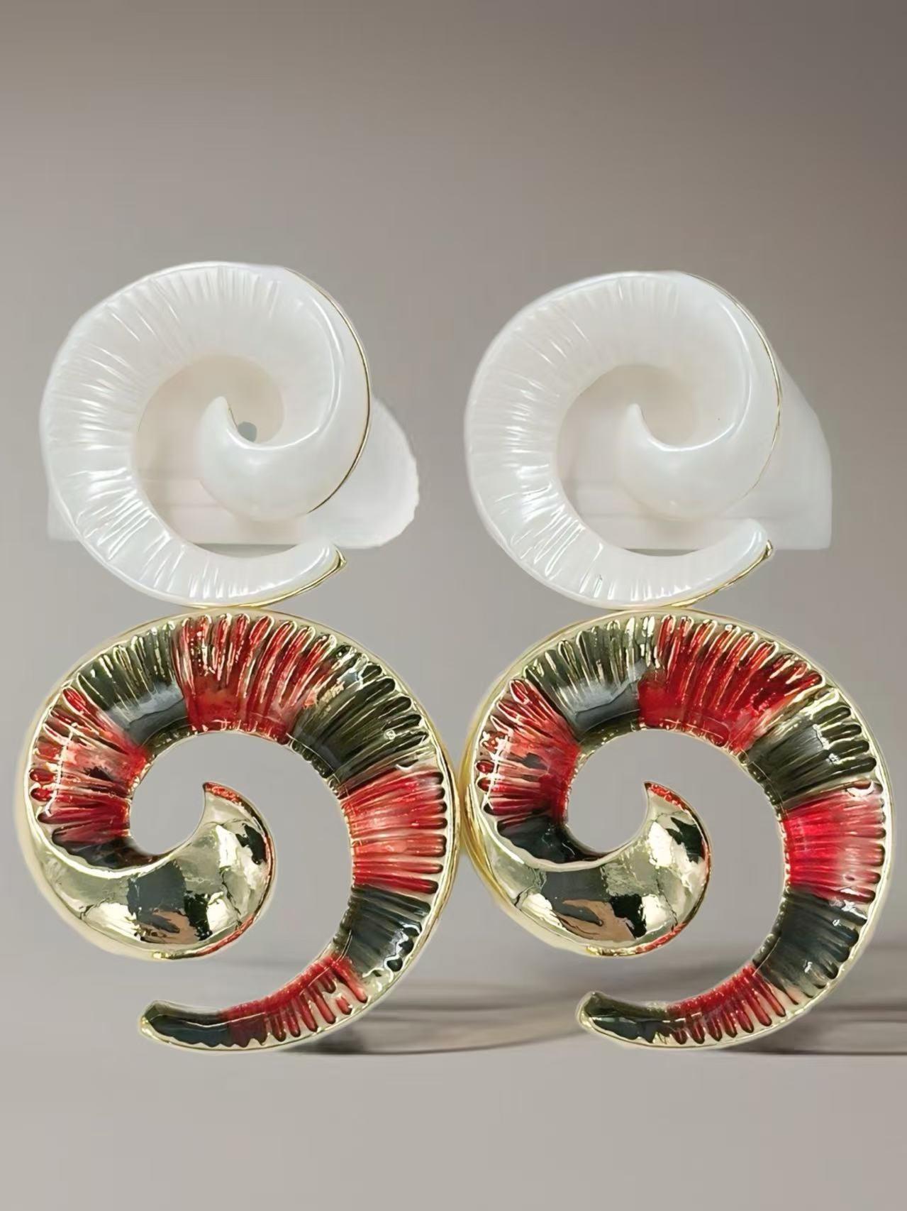 Spiral Shell-Inspired Drop Earrings
