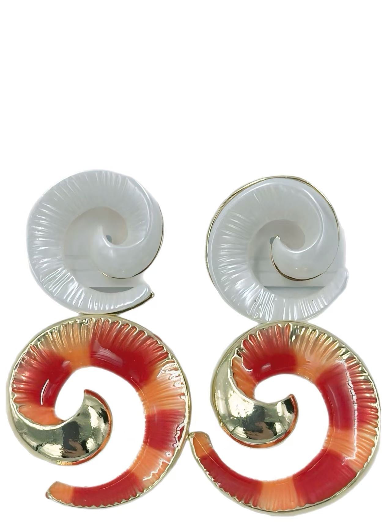 Spiral Shell-Inspired Drop Earrings