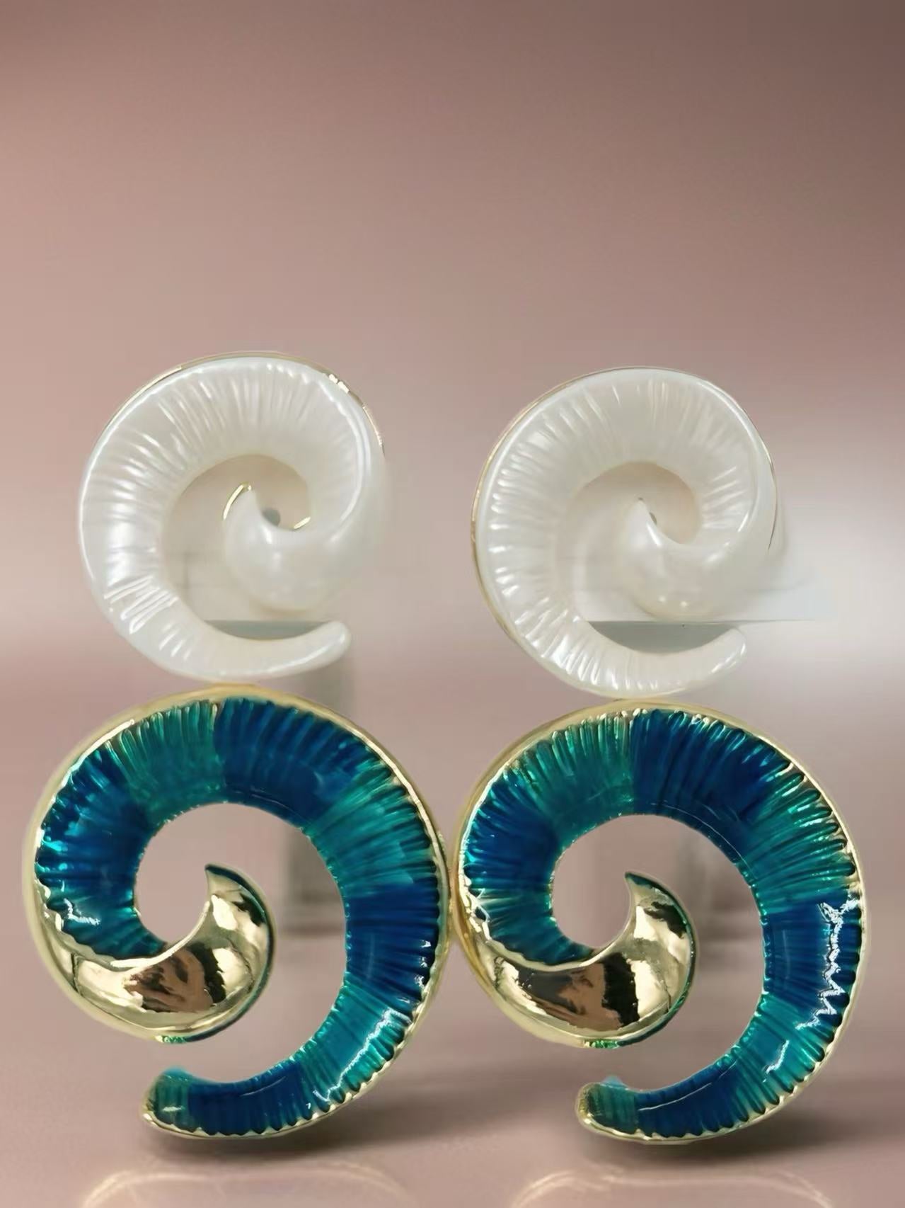 Spiral Shell-Inspired Drop Earrings