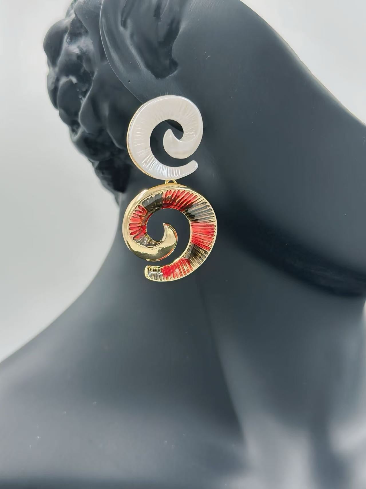 Spiral Shell-Inspired Drop Earrings