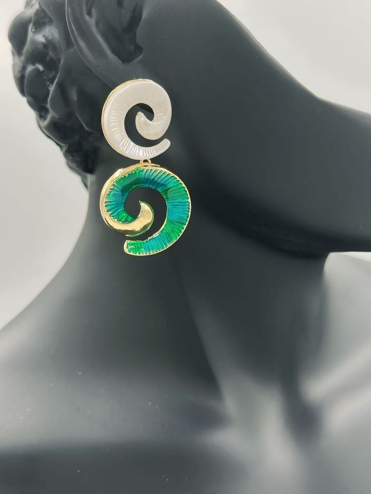 Spiral Shell-Inspired Drop Earrings