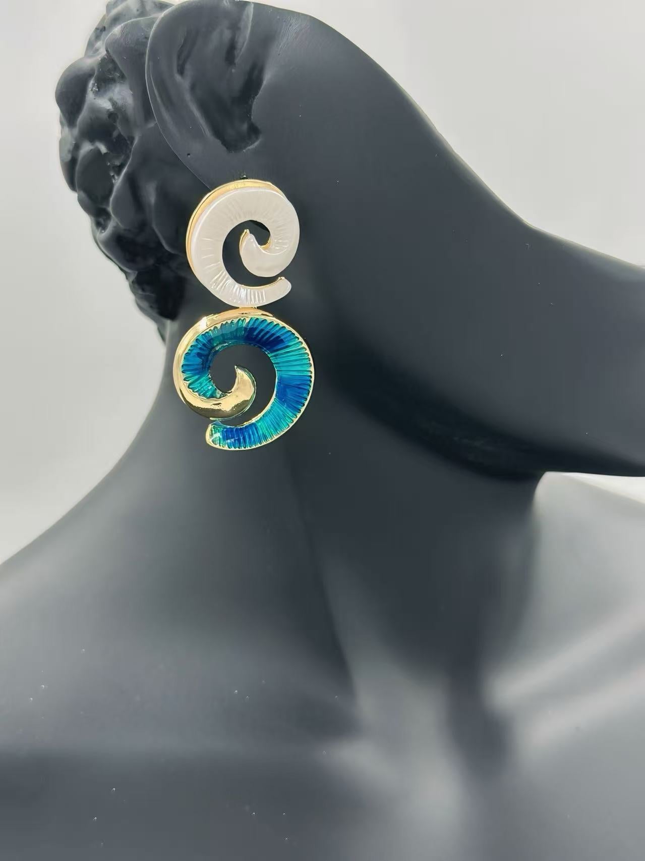 Spiral Shell-Inspired Drop Earrings