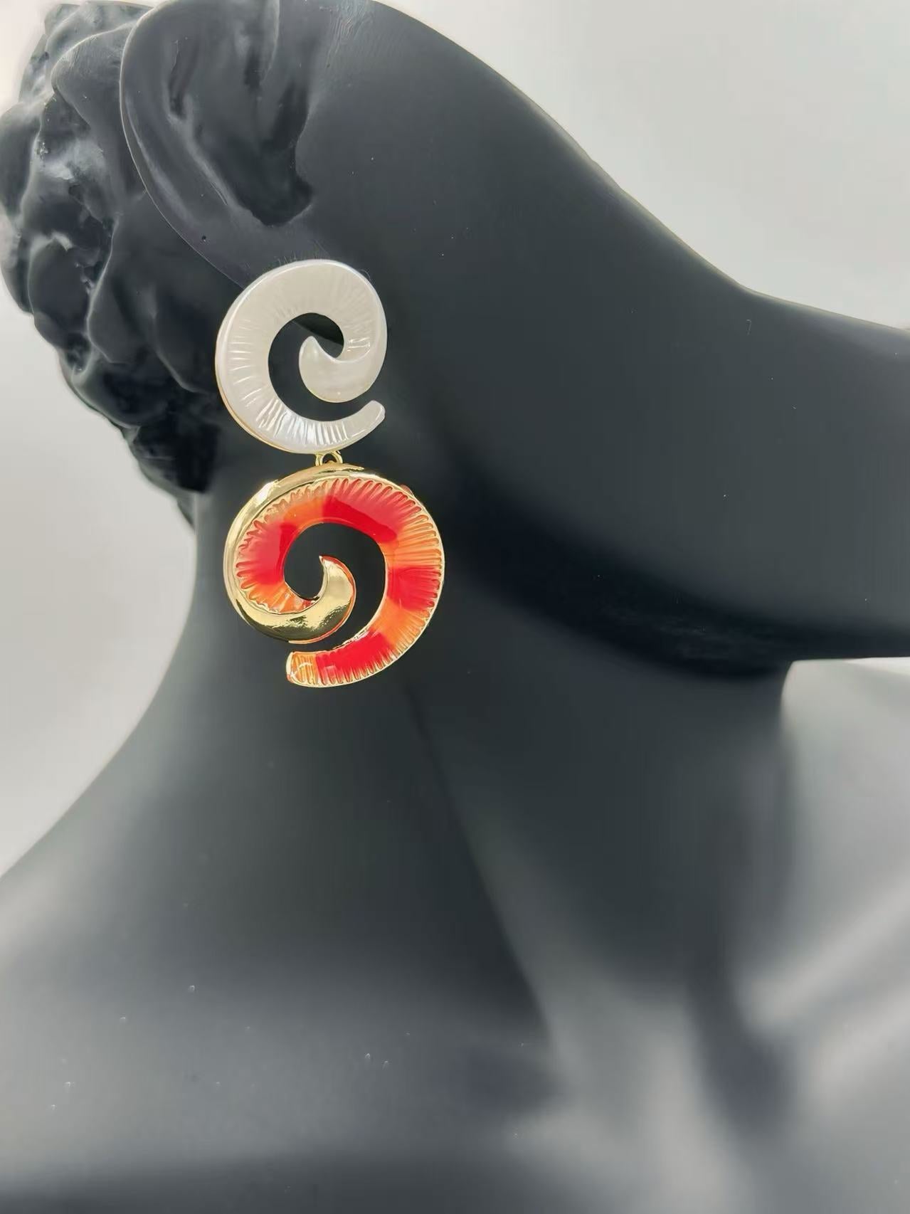 Spiral Shell-Inspired Drop Earrings