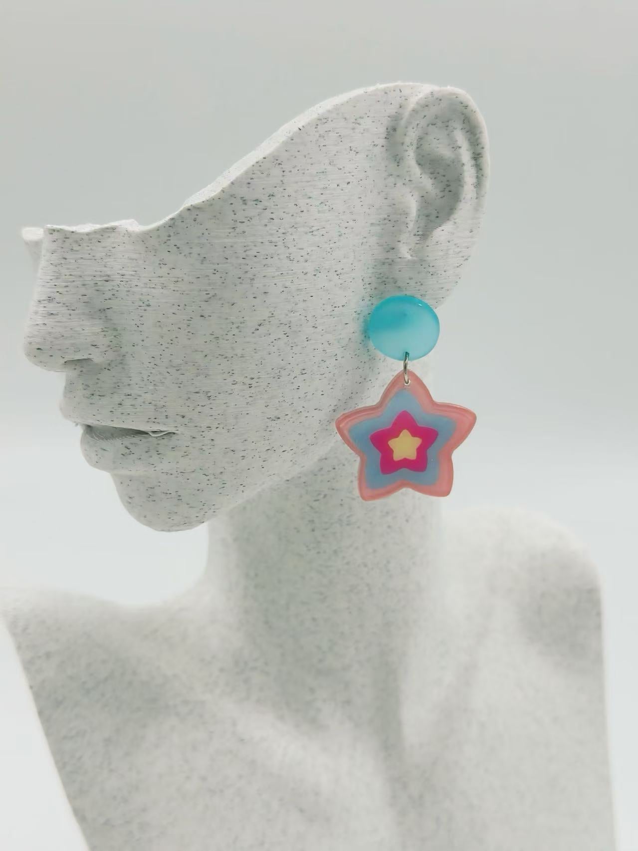 Colorful Layered Star Stud Earrings