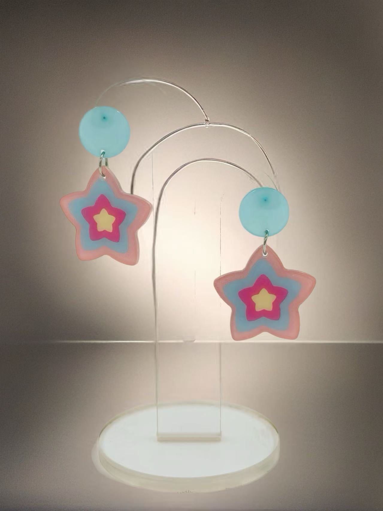 Colorful Layered Star Stud Earrings