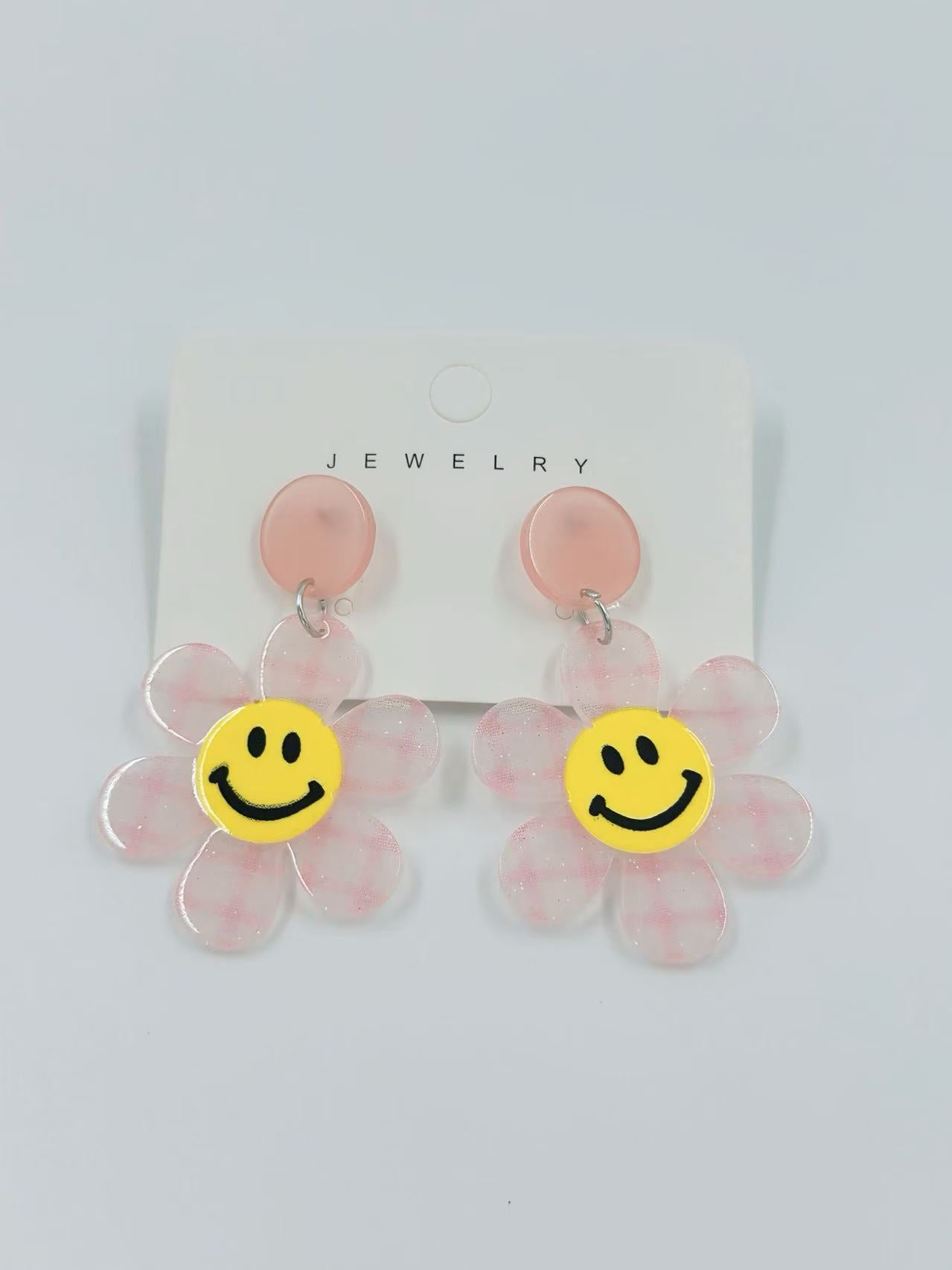 Smiley Face Daisy Stud Earrings