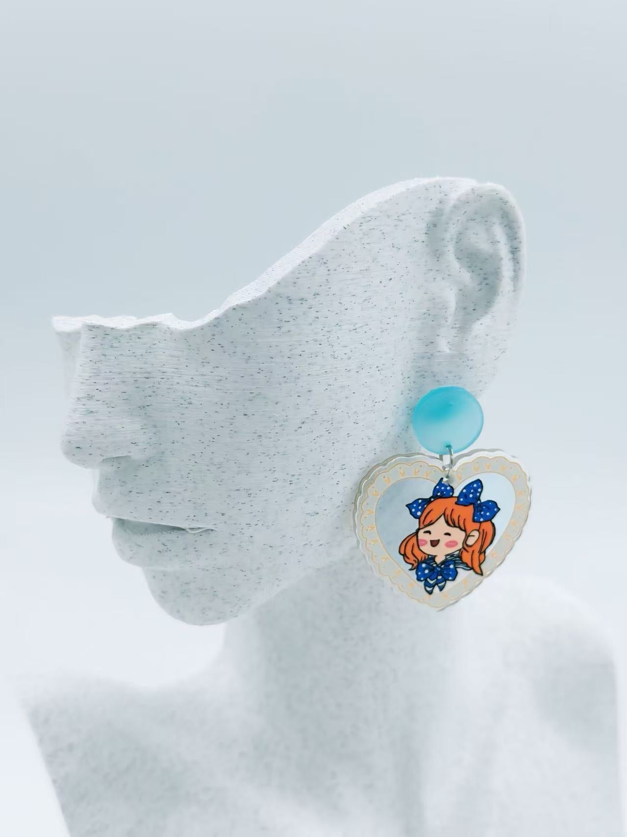 Kawaii Girl Heart Stud Earrings