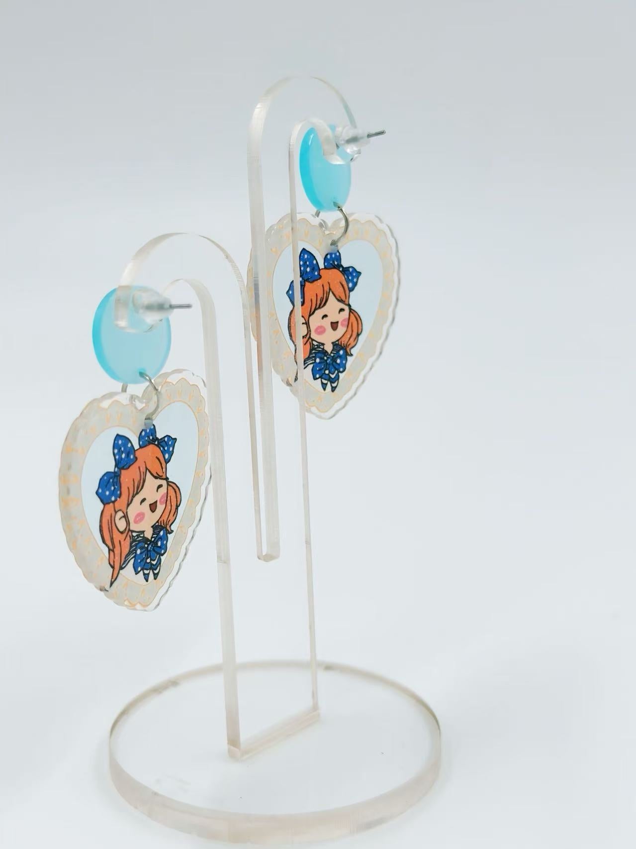 Kawaii Girl Heart Stud Earrings