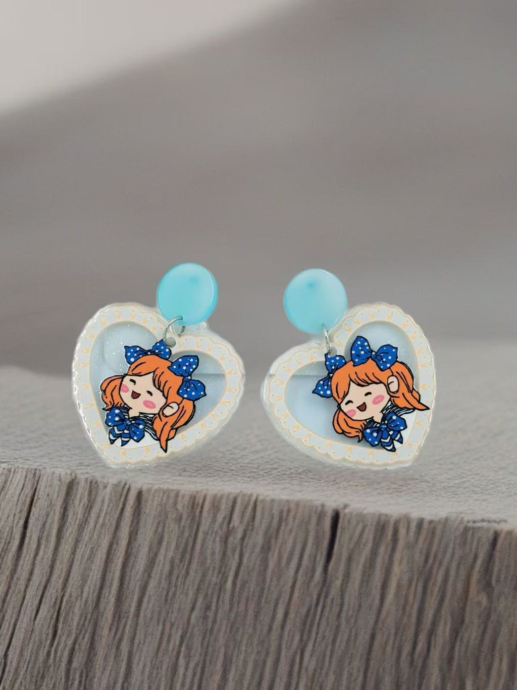 Kawaii Girl Heart Stud Earrings