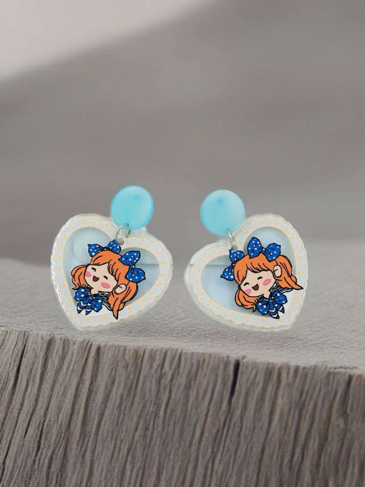 Kawaii Girl Heart Stud Earrings