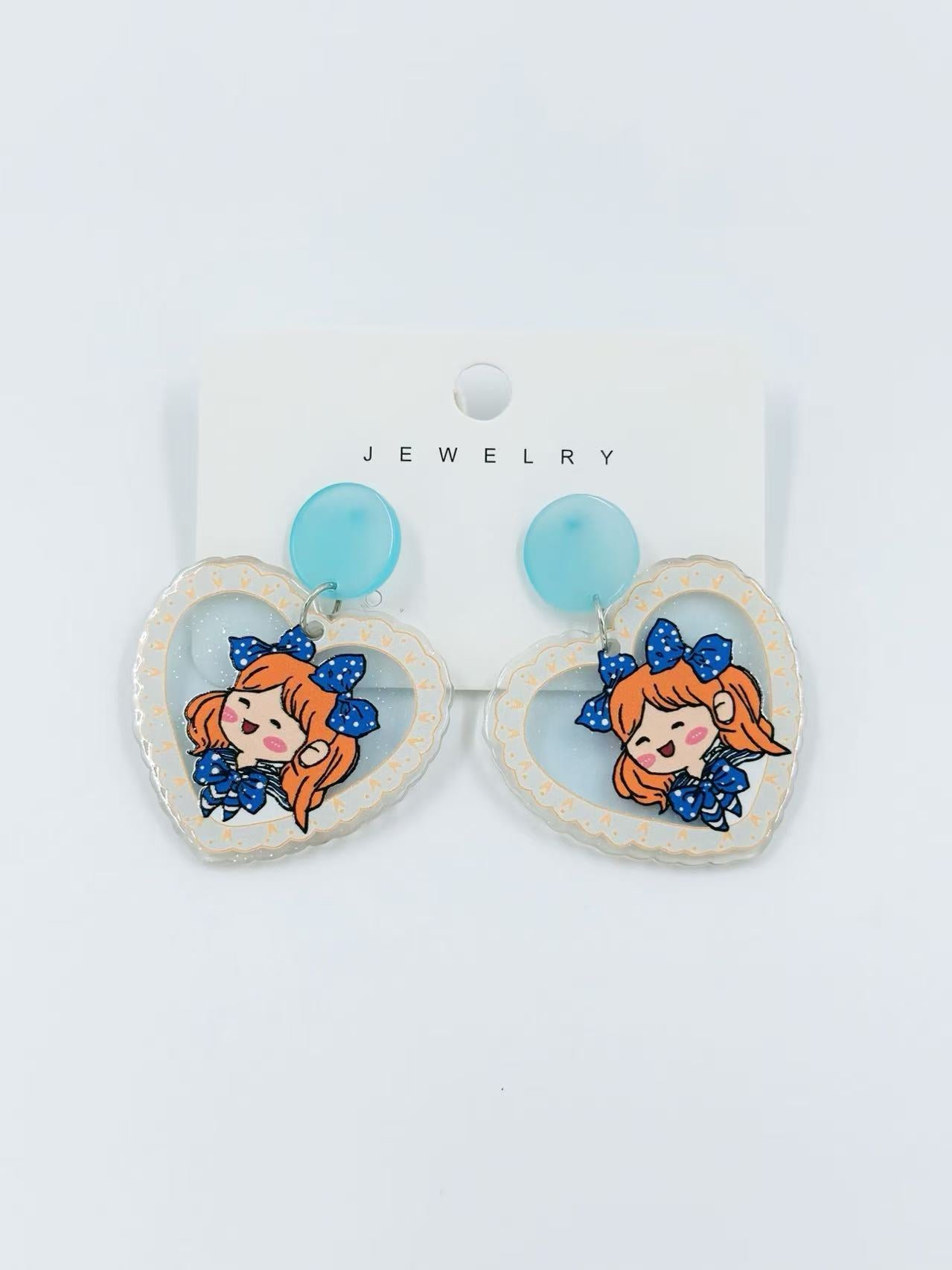 Kawaii Girl Heart Stud Earrings