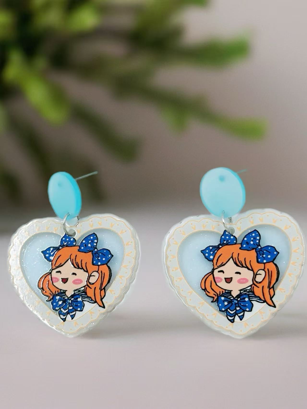 Kawaii Girl Heart Stud Earrings