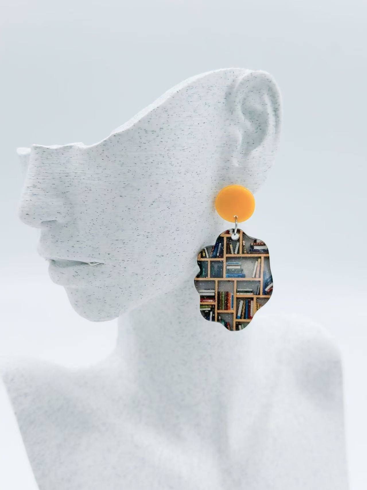 Bookshelf-Inspired Stud Earrings