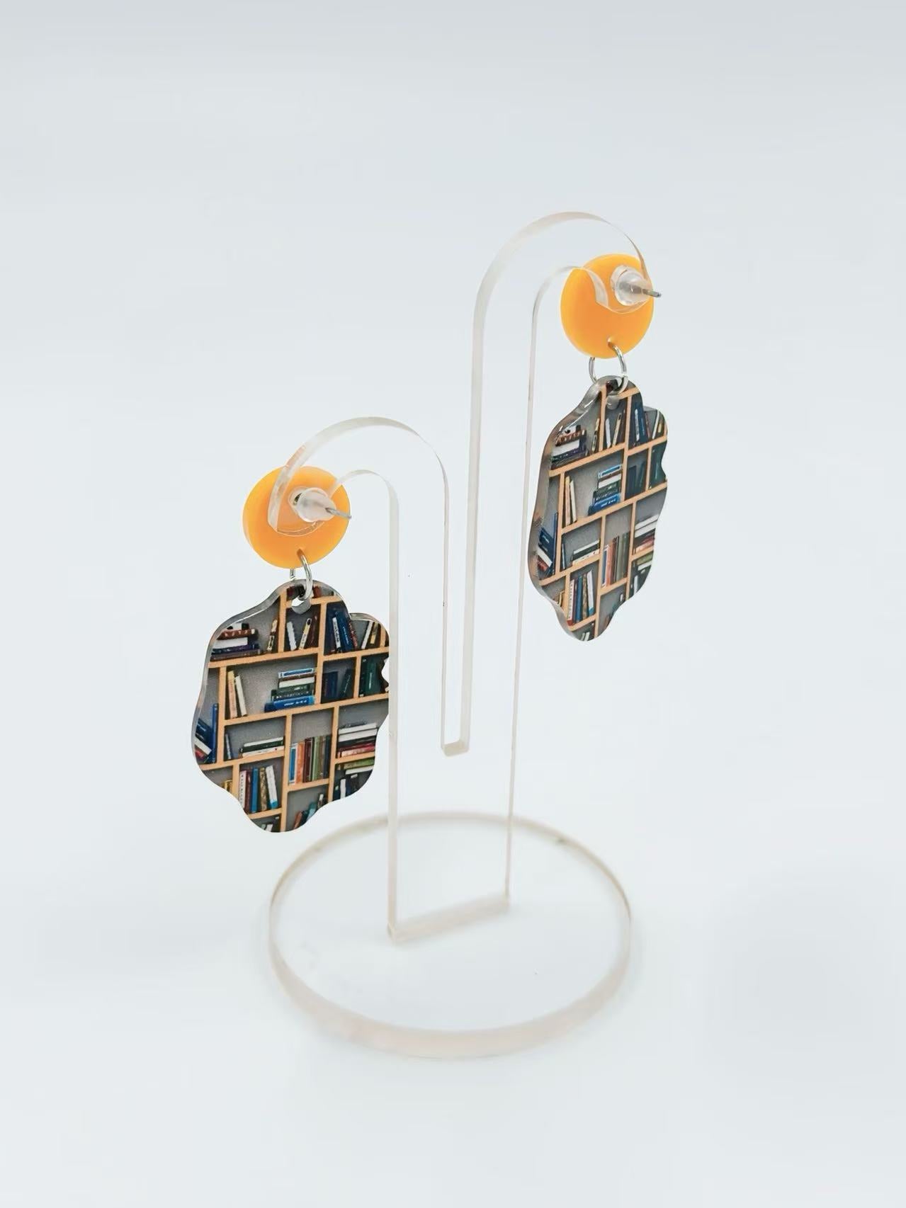 Bookshelf-Inspired Stud Earrings