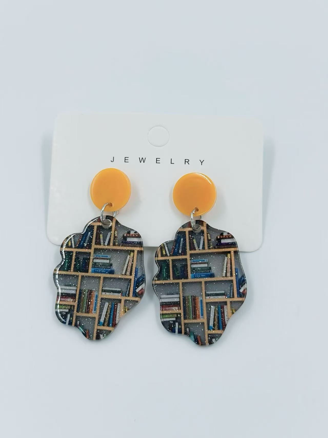 Bookshelf-Inspired Stud Earrings