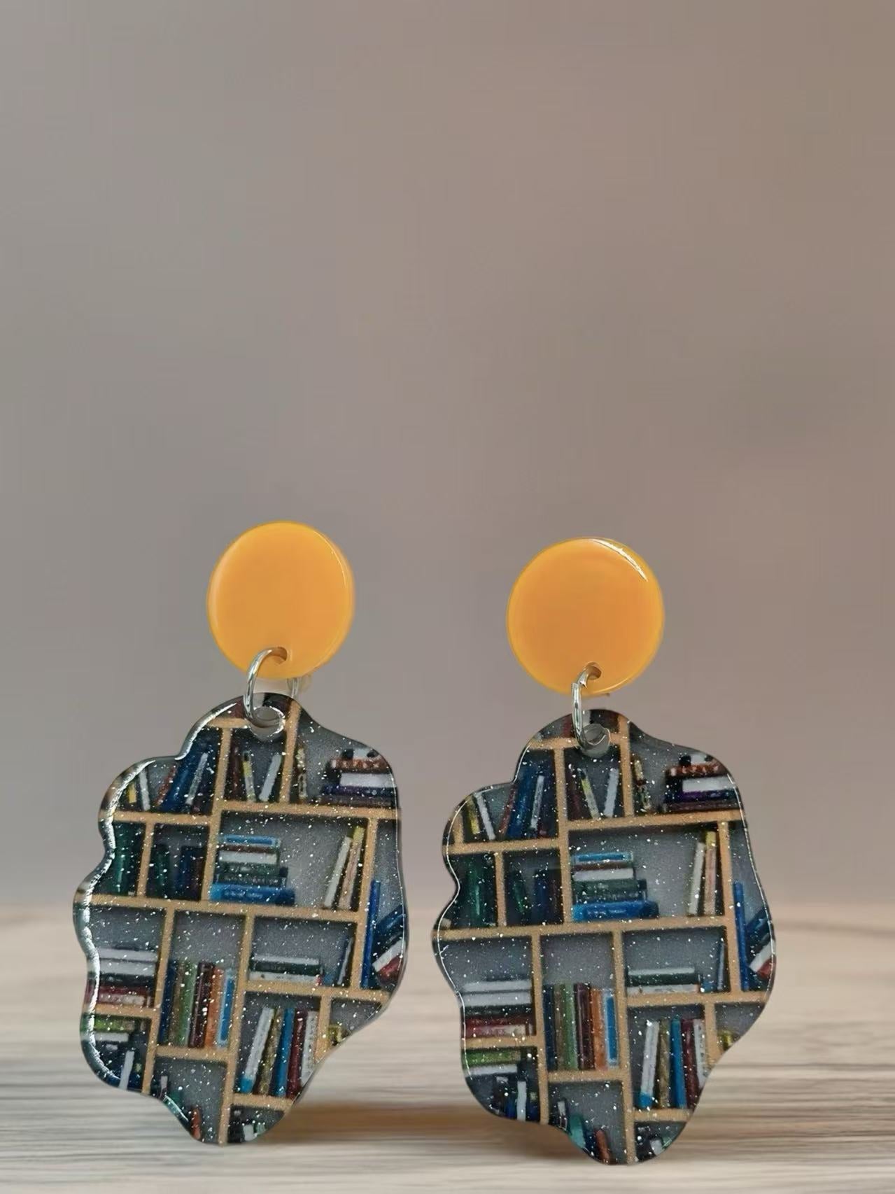 Bookshelf-Inspired Stud Earrings