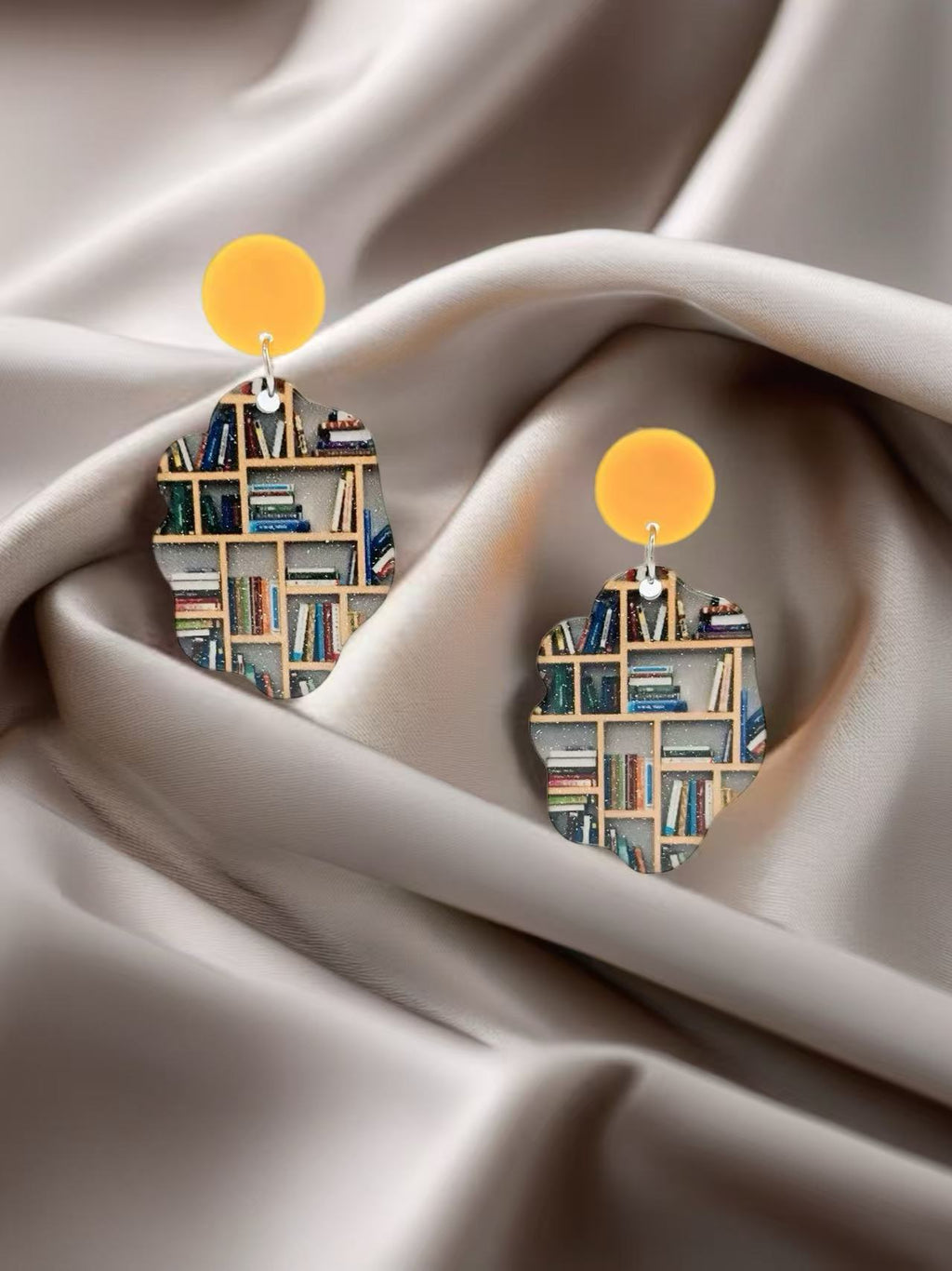 Bookshelf-Inspired Stud Earrings