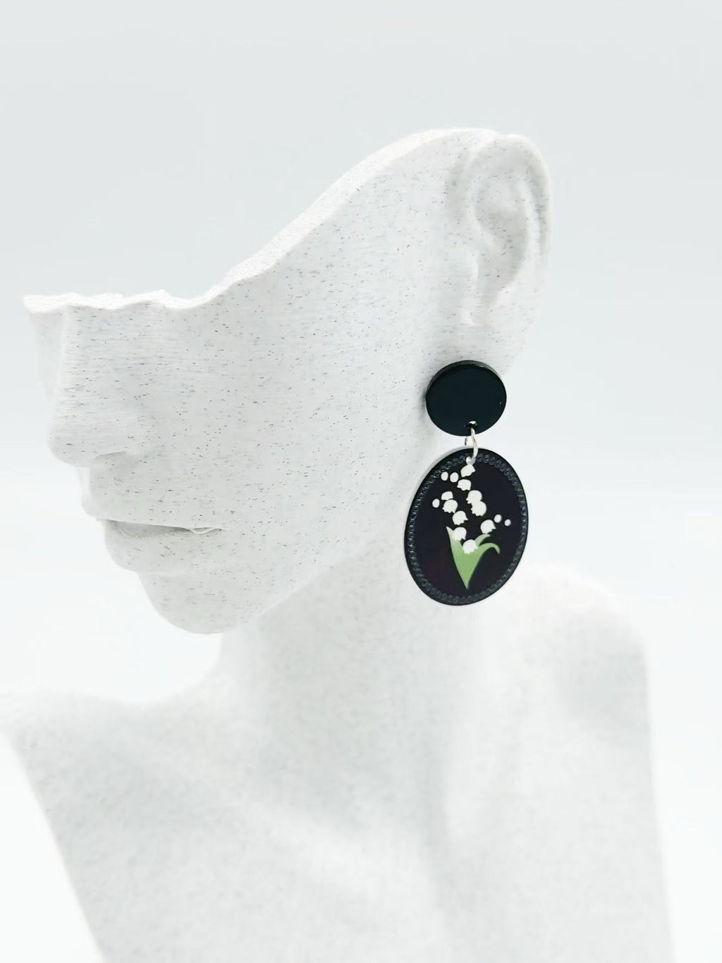 Lily of the Valley Oval Stud Earrings