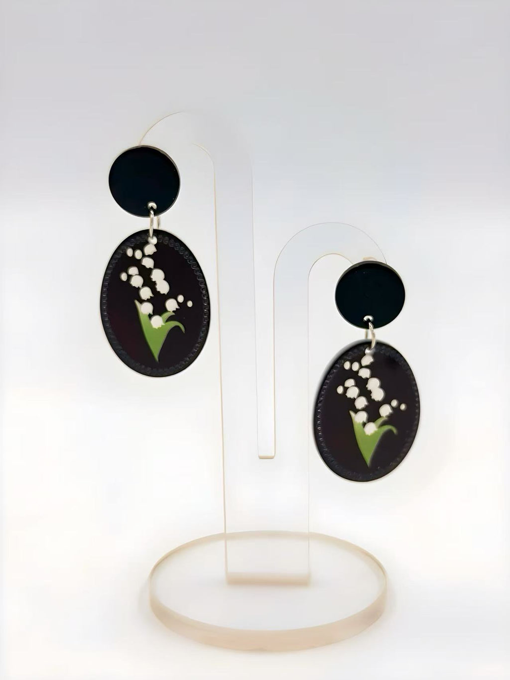 Lily of the Valley Oval Stud Earrings