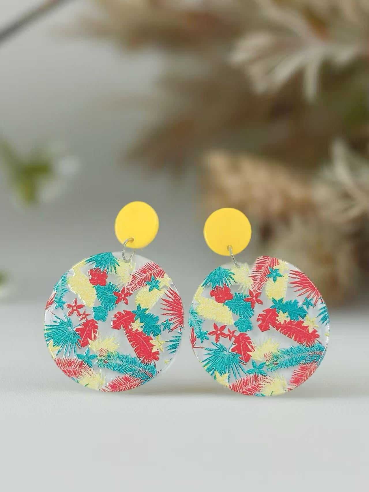 Tropical Fern Burst Statement Earrings