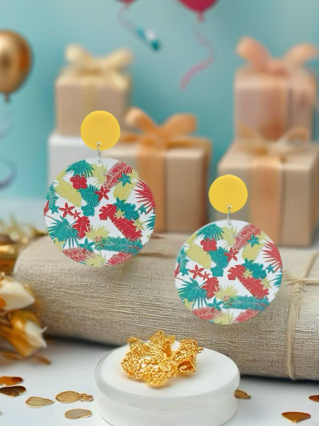 Tropical Fern Burst Statement Earrings