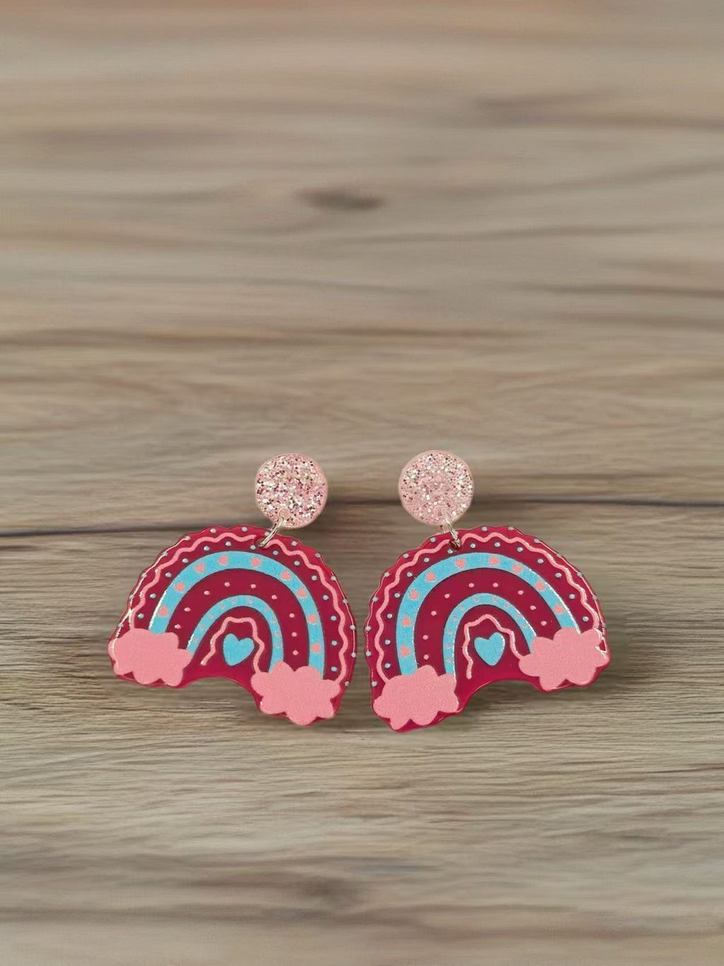Pink Candy Rainbow Cloud Earrings