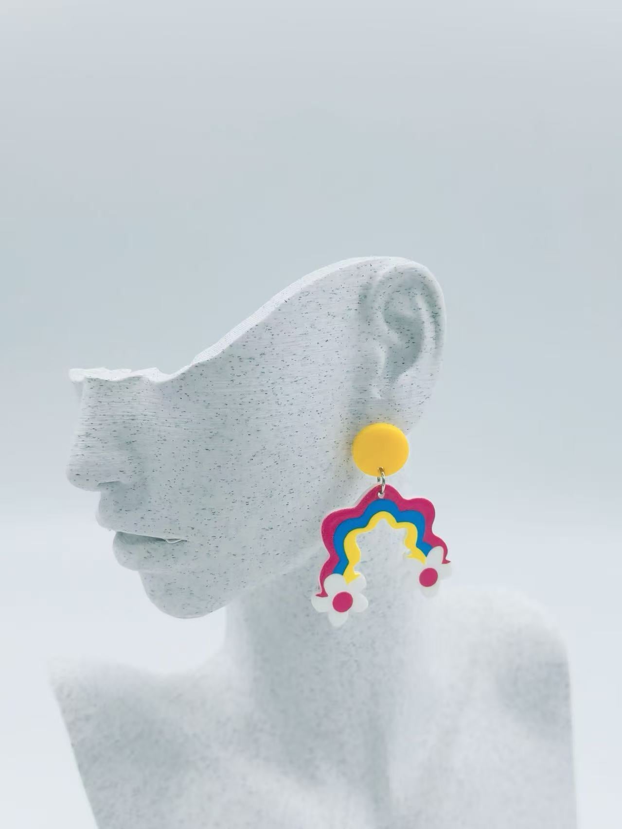 Retro Rainbow & Daisy Stud Earrings