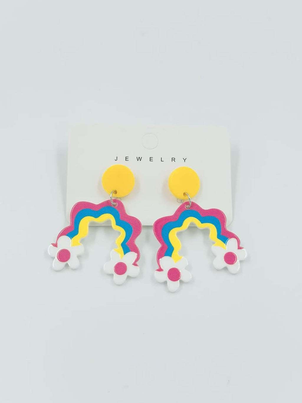 Retro Rainbow & Daisy Stud Earrings