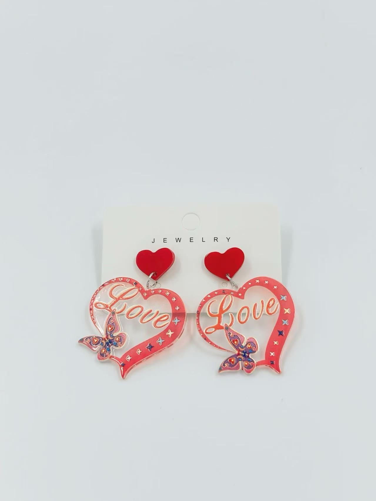 Love & Butterflies Heart Earrings