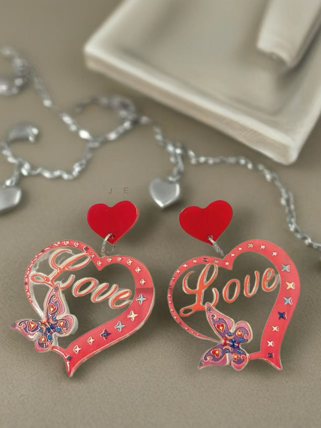 Love & Butterflies Heart Earrings