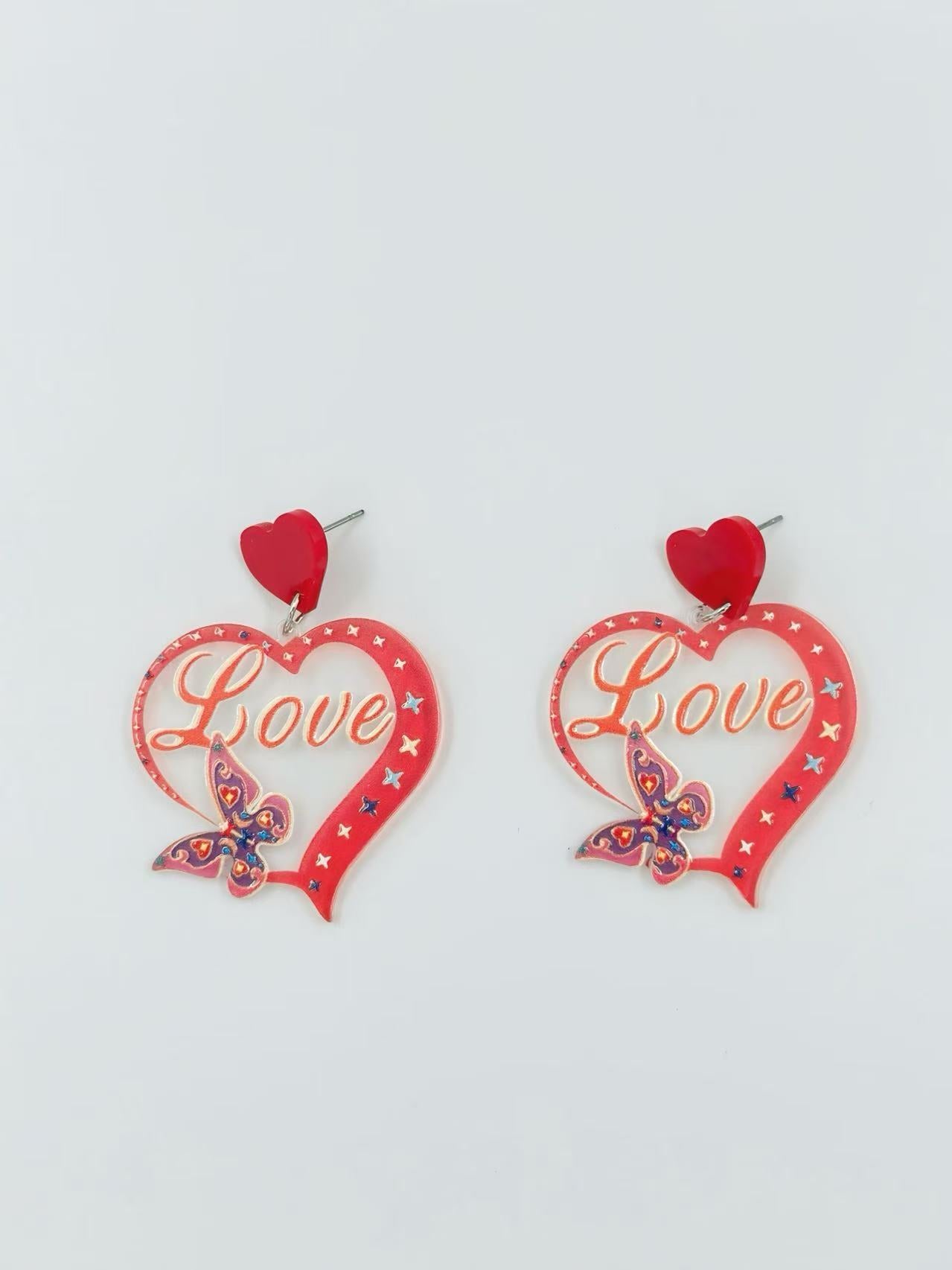 Love & Butterflies Heart Earrings