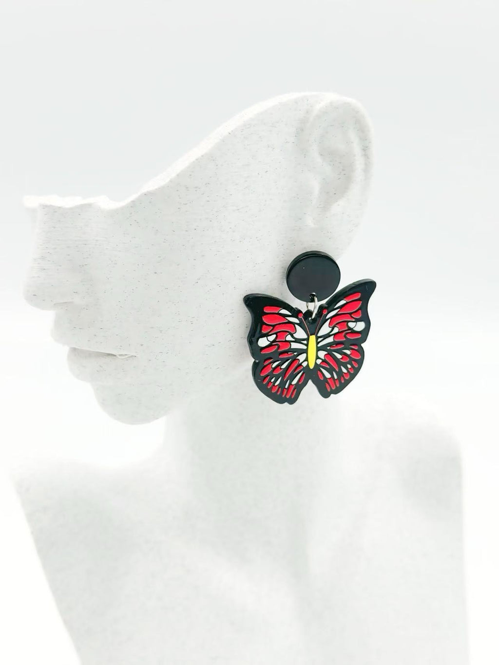 Crimson Monarch Butterfly Statement Earrings