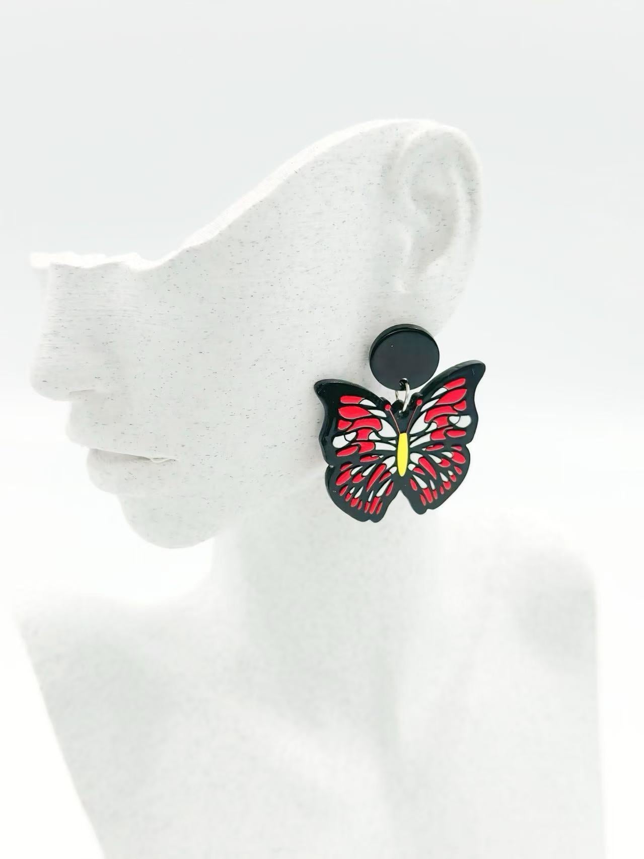 Crimson Monarch Butterfly Statement Earrings