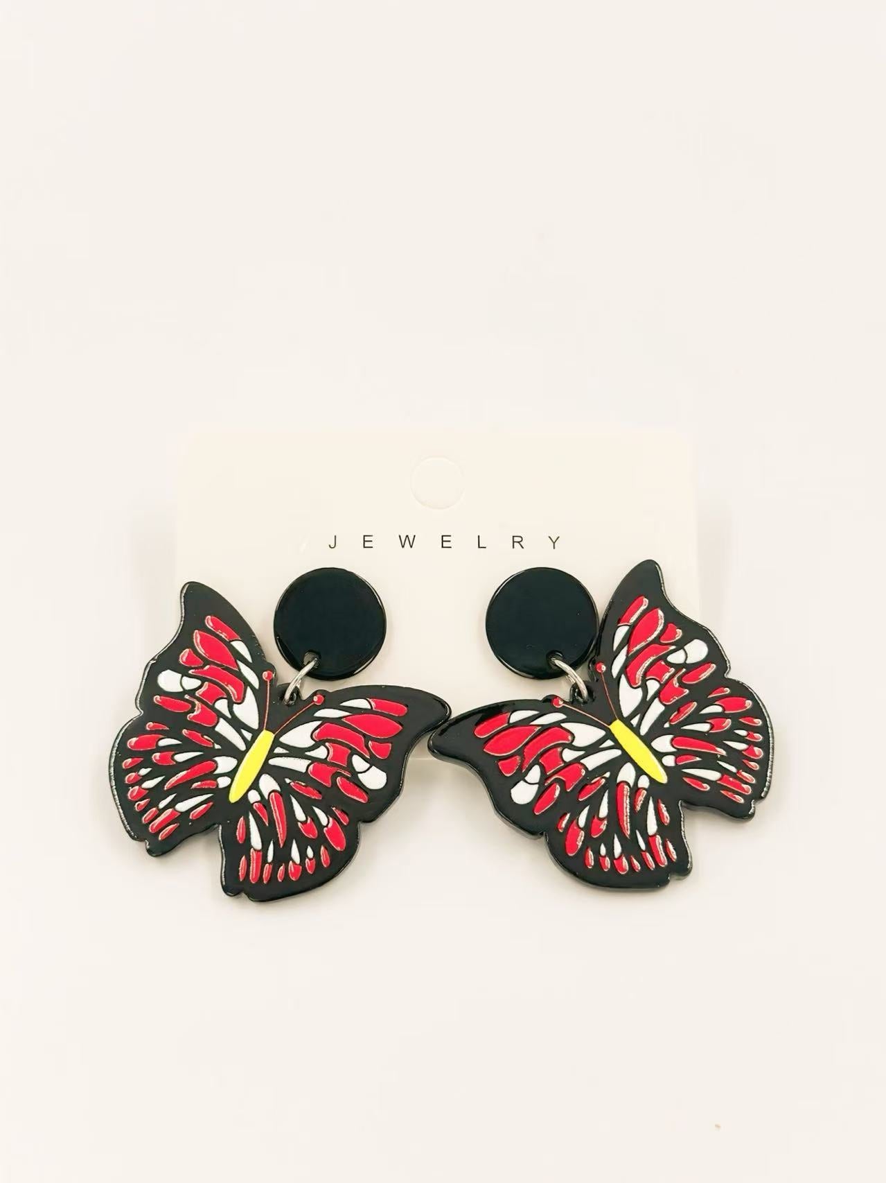 Crimson Monarch Butterfly Statement Earrings