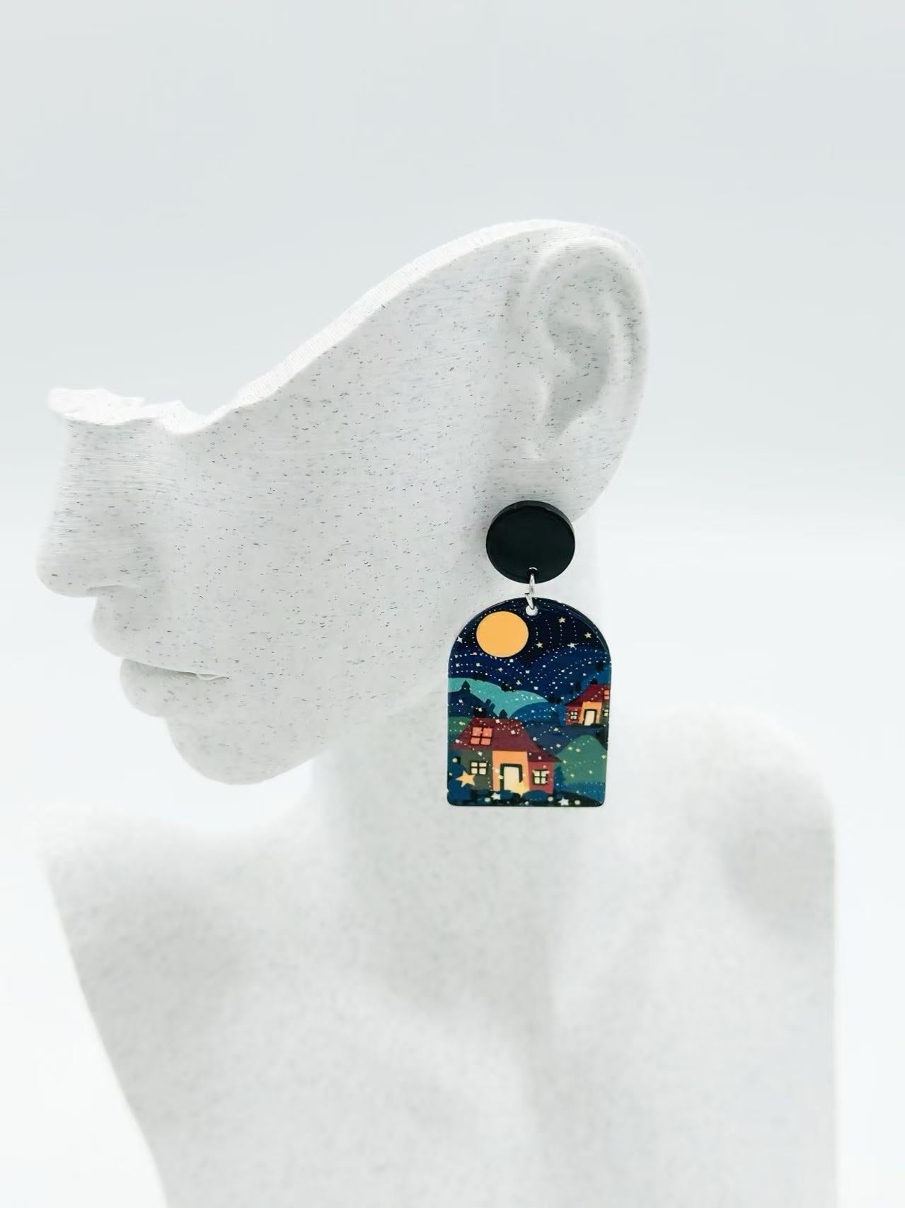 Starry Village Night Earrings