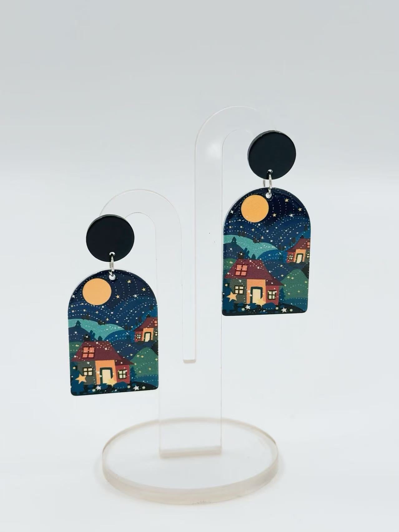 Starry Village Night Earrings