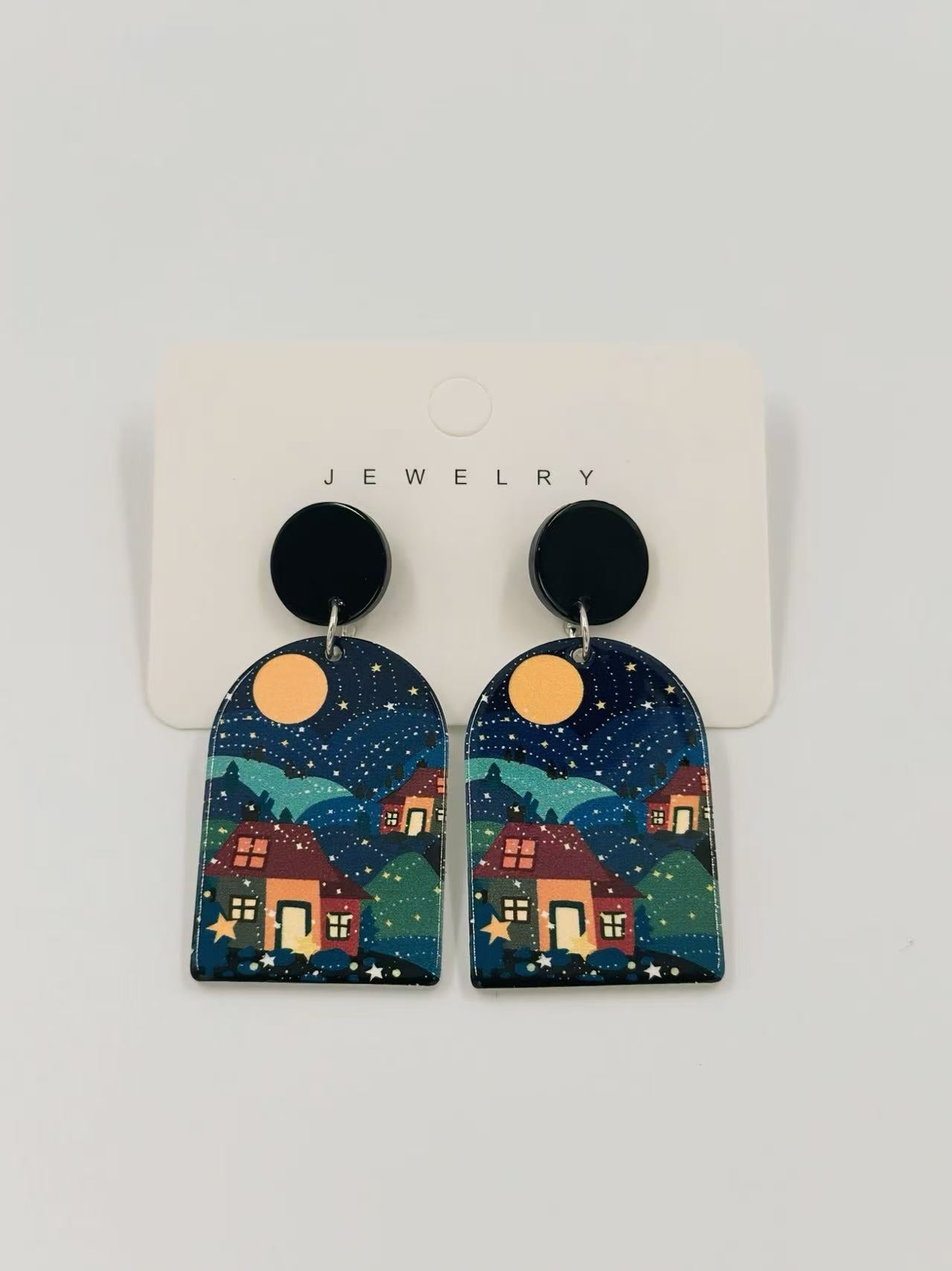 Starry Village Night Earrings