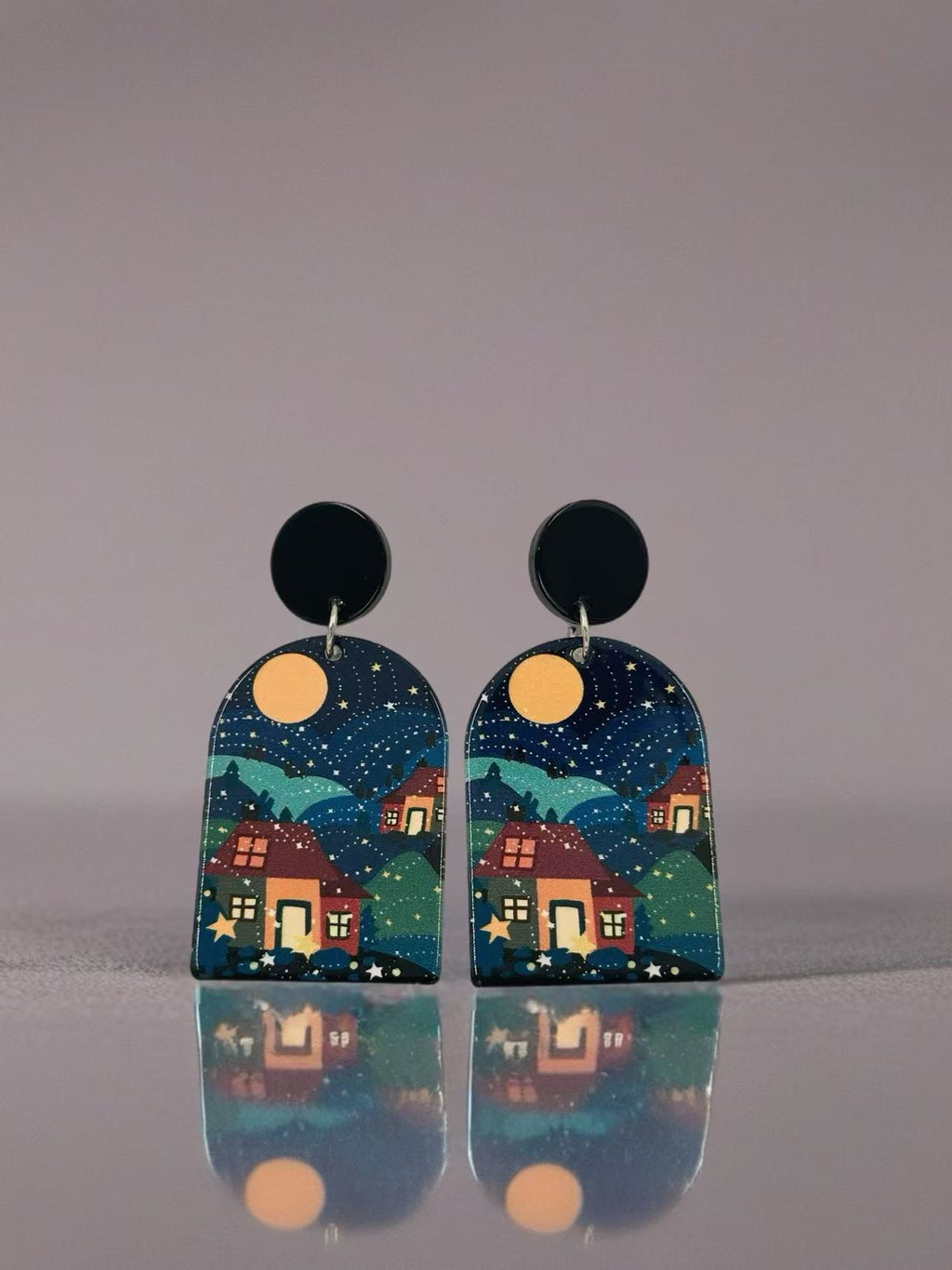 Starry Village Night Earrings