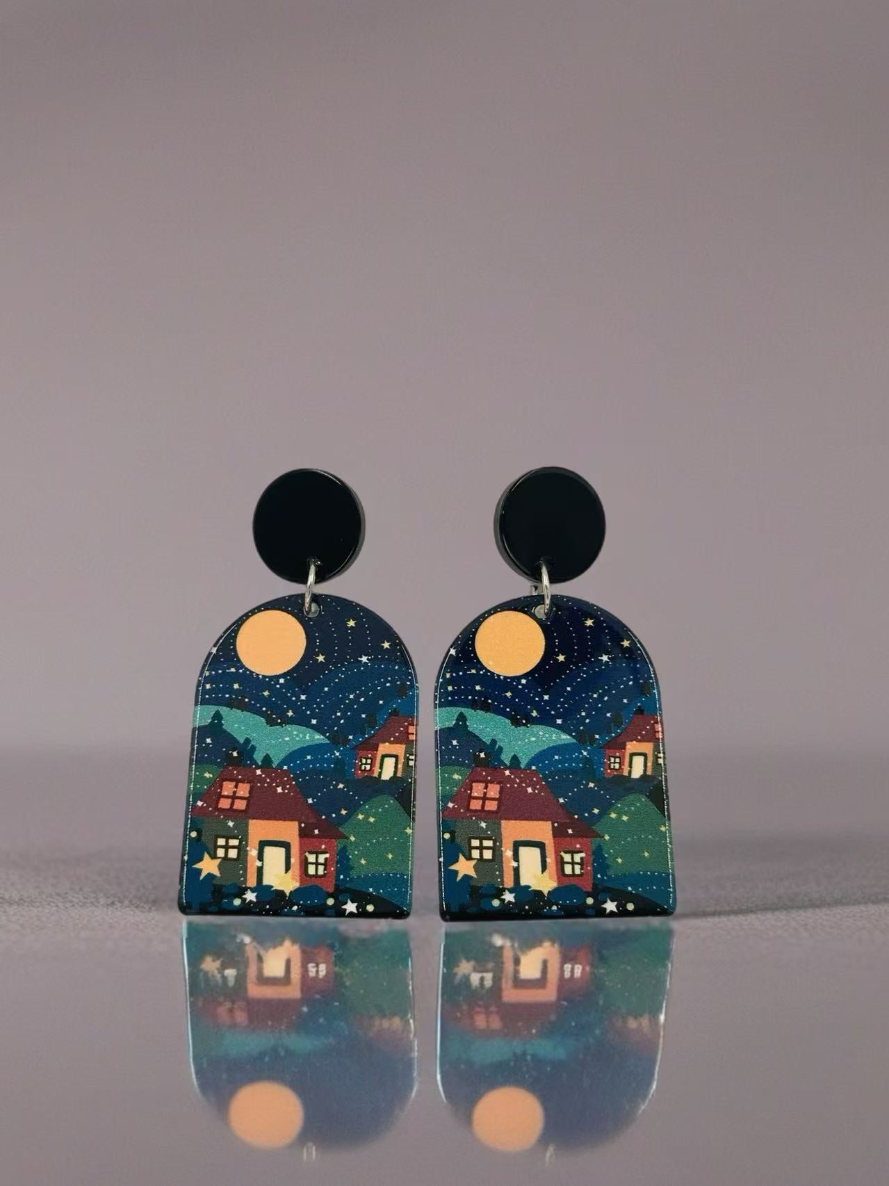 Starry Village Night Earrings