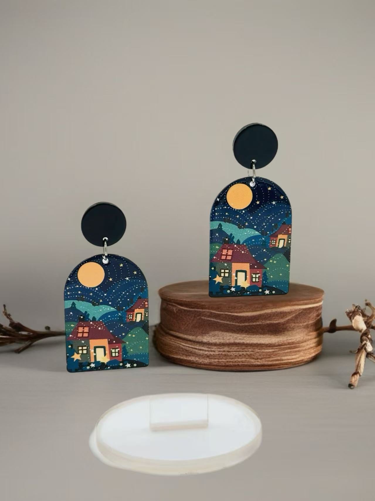 Starry Village Night Earrings