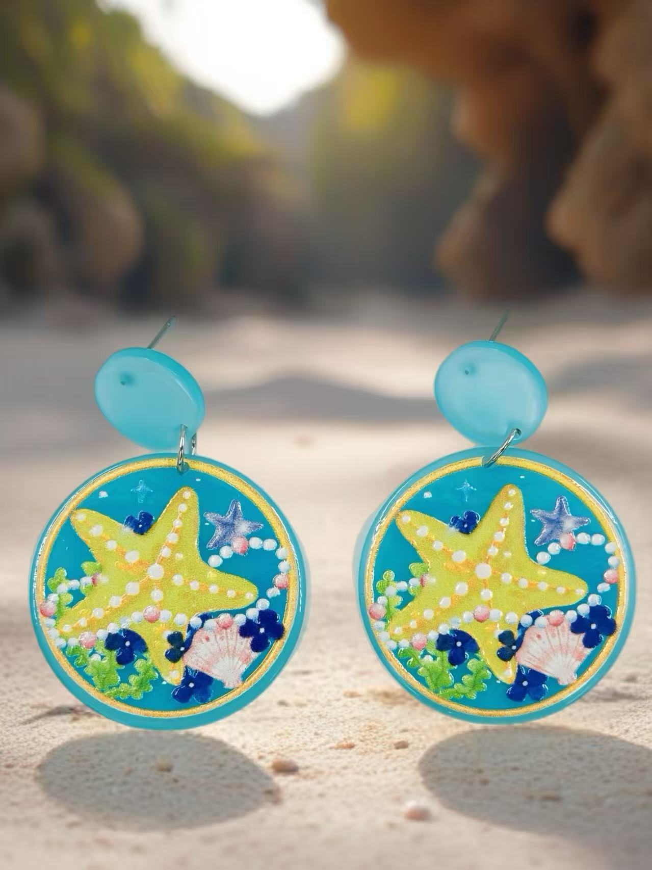 Tropical Starfish Beach Earrings