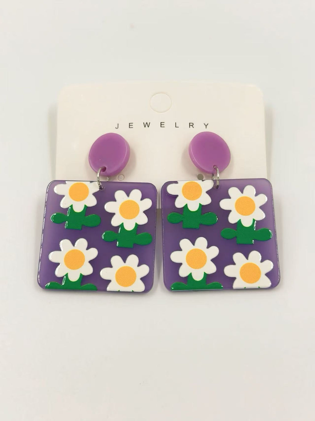 Playful Daisies on Purple Earrings