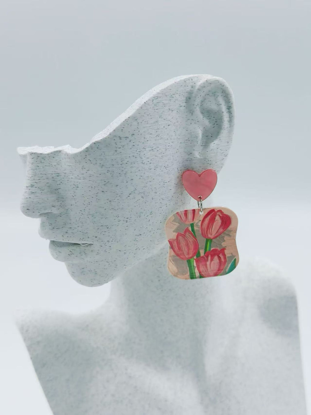 Blushing Tulip Heart Earrings