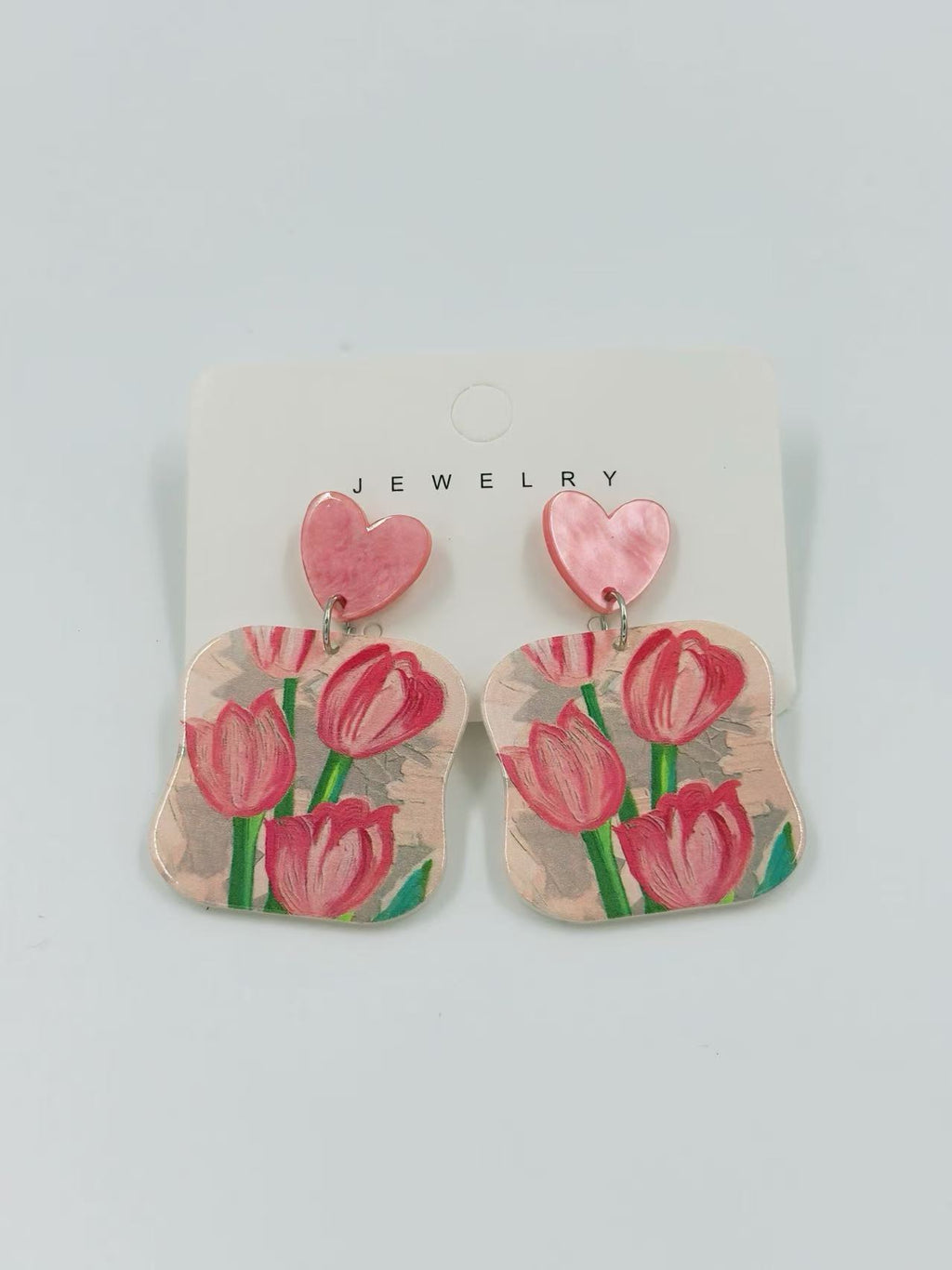 Blushing Tulip Heart Earrings