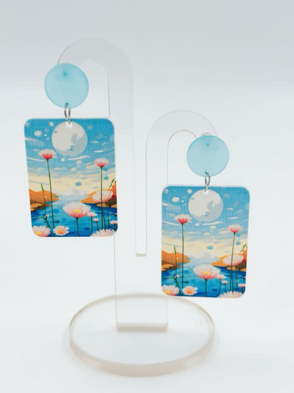 Moonlit Lotus Lake Earrings