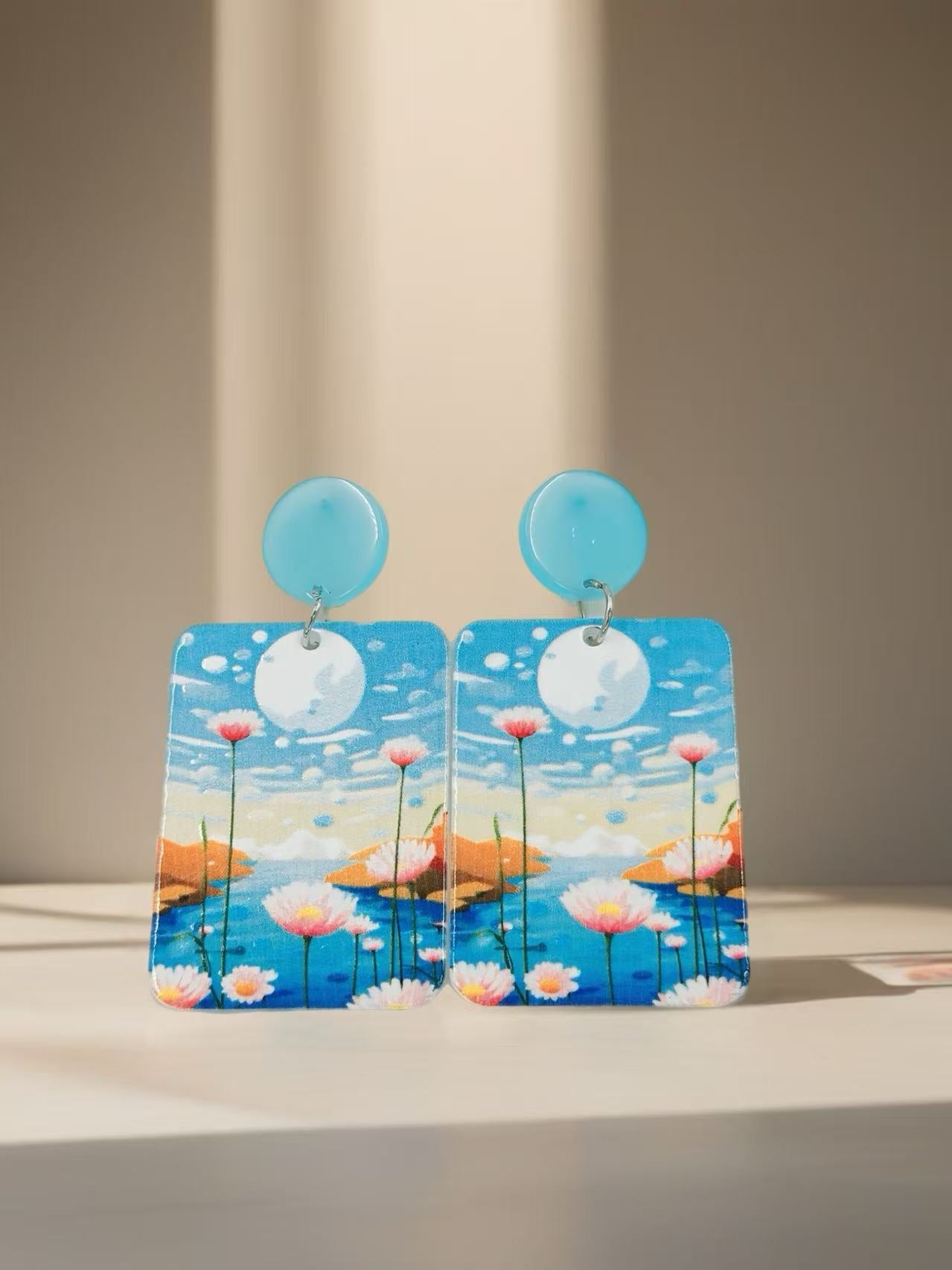Moonlit Lotus Lake Earrings